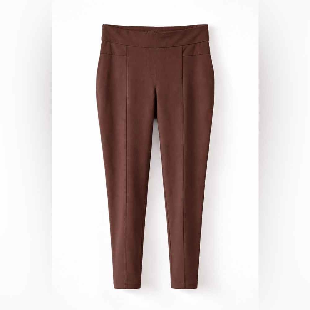 Kenar Woman Brown Pull On Pants Stretch Slim Leg Career Work Office
